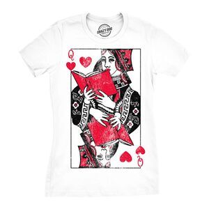 Womens Funny T Shirts Reading Queen Of Hearts Classical Book Lovers Tee For